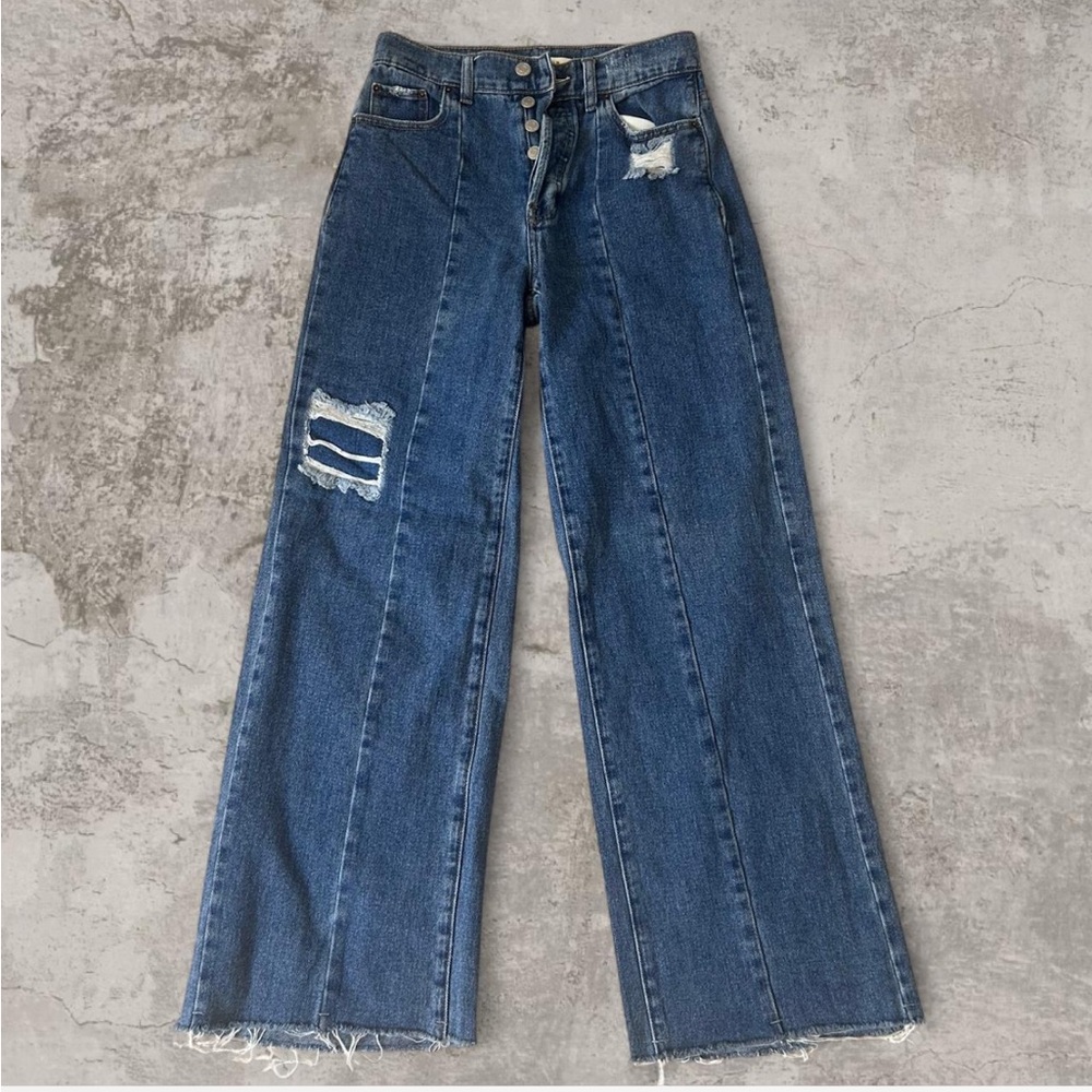 PacSun Women's Flare Distressed Blue Jeans